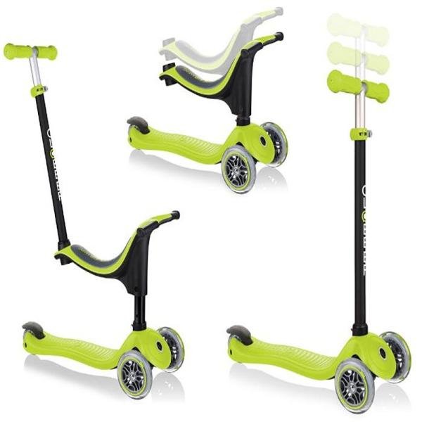 GLOBBER GO•UP SPORTY LIGHTS SCOOTER - LIME GREEN - 452-106