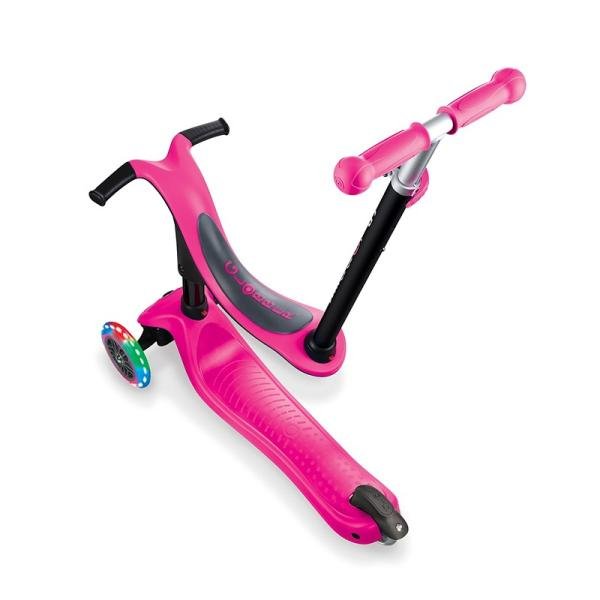 GLOBBER GO•UP SPORTY LIGHTS SCOOTER - DEEP PINK - 452-110