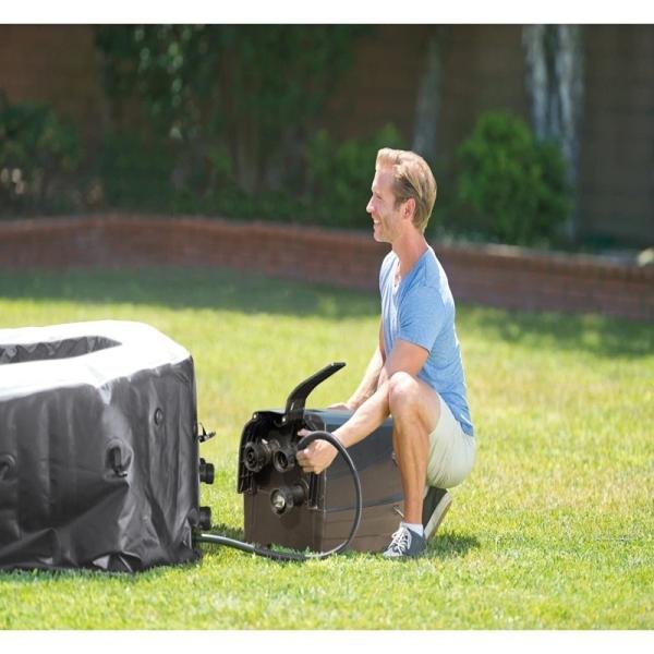 INTEX 4-PERSON ONYX BLACK OCTAGON COMBO SPA SET, (220-240Volt), Age 6+ - 28458