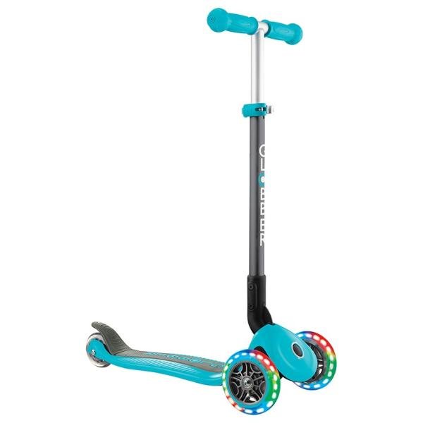 GLOBBER PRIMO FOLDABLE LIGHTS SCOOTER - TEAL - 432-105-2