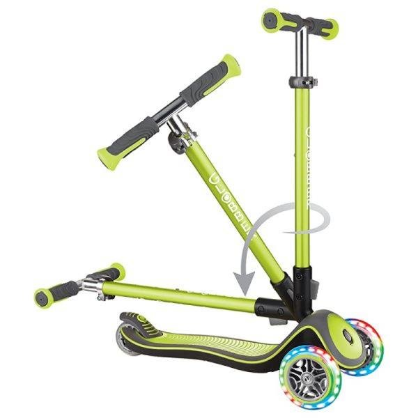 GLOBBER ELITE DELUXE LIGHTS SCOOTER - LIME GREEN - 444-406