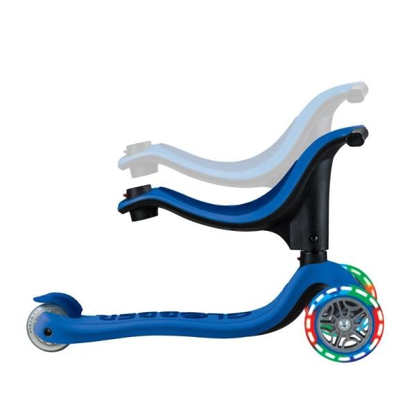 GLOBBER GO•UP SPORTY LIGHTS 360 SCOOTER - NAVY BLUE/DARK BLUE