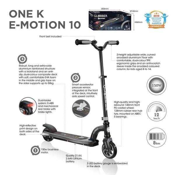 GLOBBER ONE K E-MOTION 10 ELECTRIC SCOOTER - SKY BLUE/BLACK - 650-101-4