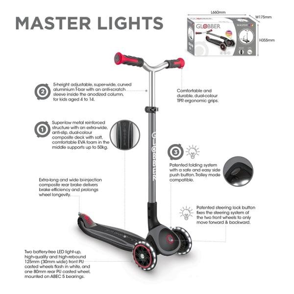 GLOBBER MASTER LIGHTS SCOOTER - NAVY BLUE - 662-100