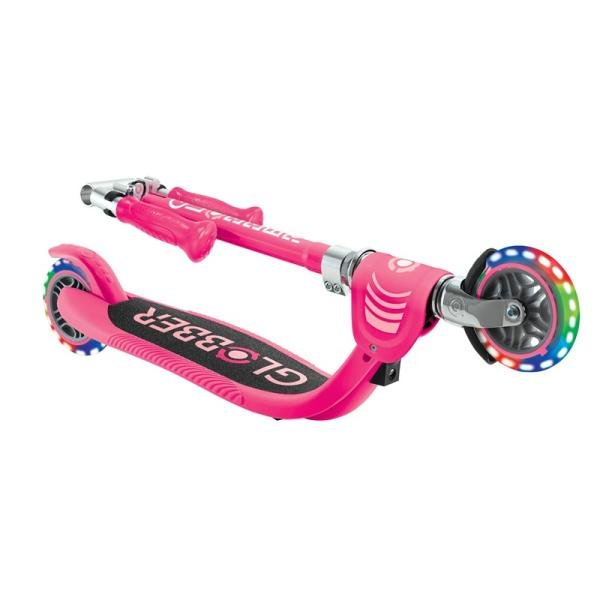 GLOBBER FLOW FOLDABLE JUNIOR LIGHTS SCOOTER - FUCHSIA