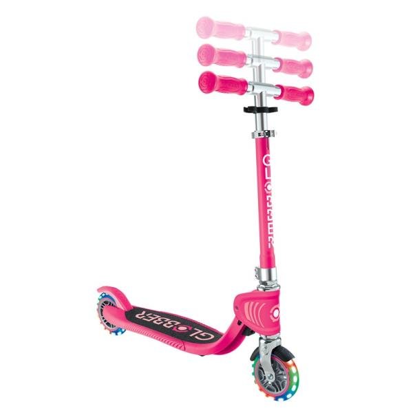 GLOBBER FLOW FOLDABLE JUNIOR LIGHTS SCOOTER - PASTEL PINK