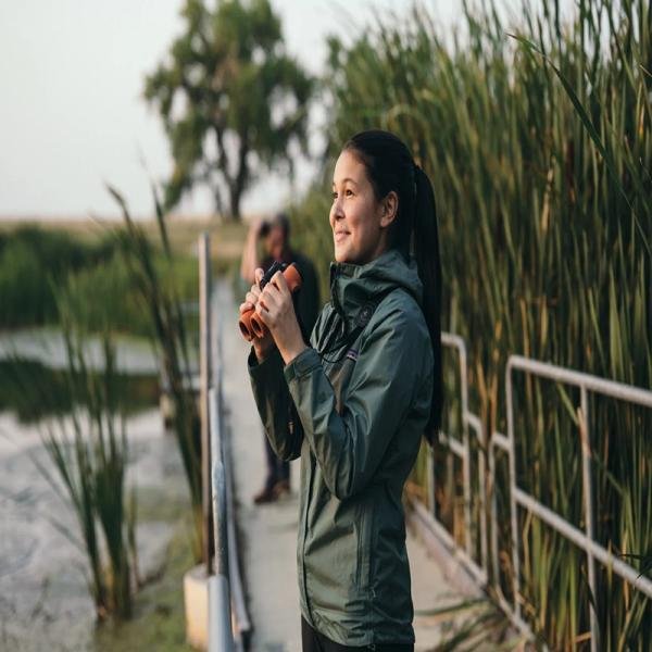 SWAROVSKI NL Pure 10X32 Binocular - Green, 132 m (144.4 yds) field of view at a distance of 1,000 m (1,093.6 yds).