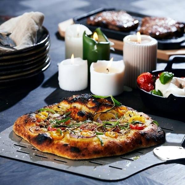 Cozze Cozze® stainless steel pizza paddle with holes, aluminium,LFGB approved, 76 x 40 x 35 cm 90377