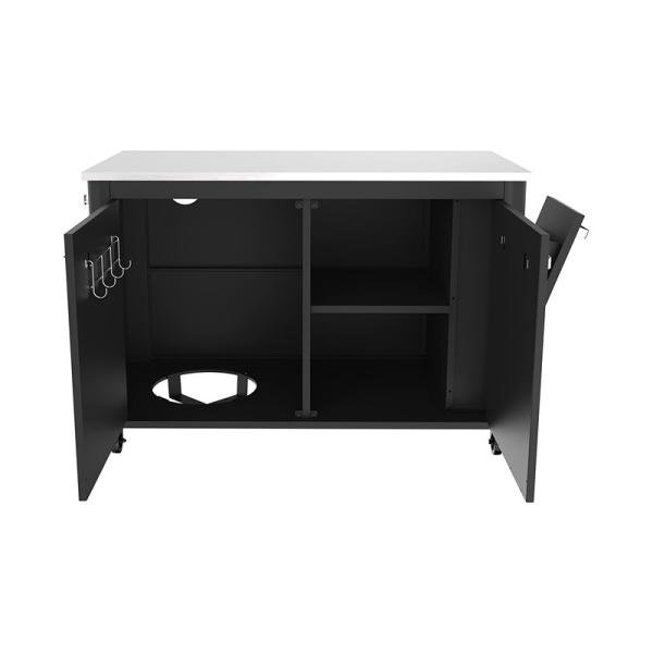 Cozze Cozze® outdoor table with 2 doors and 4 wheels, foldable side tables, table top in stainless steel, black, 120 x 60 x 90 cm,knock down 2 boxes 90526