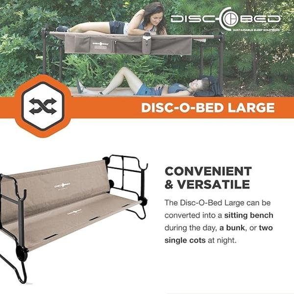 Disc-O-Bed Disc-O-Bed XL w/Organizers, Tan Fabric - DBOBEDXLXTFPTN