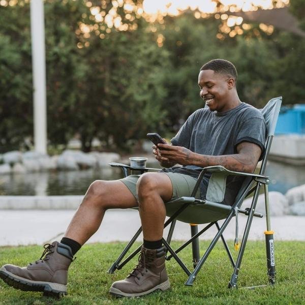 GCI Freestyle Rocker™ with Side Table Heathered Pewter 371147