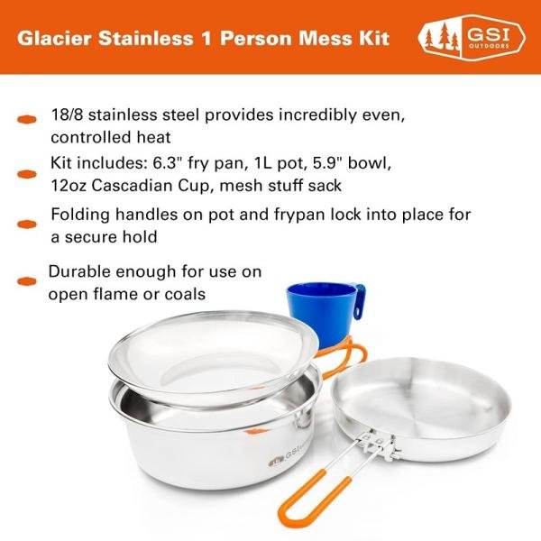 GSI Glacier Stainless 1 Person Mess Kit 68125