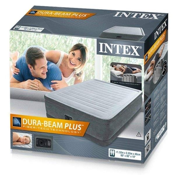 INTEX DURABEAM QUEEN COMFORT PLUSH AIRBED W/E.PUMP(152x203x46) 64414