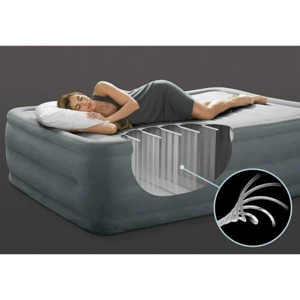 INTEX DURABEAM QUEEN COMFORT PLUSH AIRBED W/E.PUMP(152x203x46) 64414