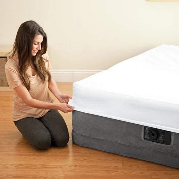 INTEX DURABEAM QUEEN COMFORT PLUSH AIRBED W/E.PUMP(152x203x46) 64414