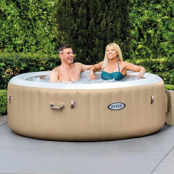 INTEX 4-PERSON SAHARA TAN ROUND BUBBLE SPA SET, (220-240 Volt), Age 6+ - 28426