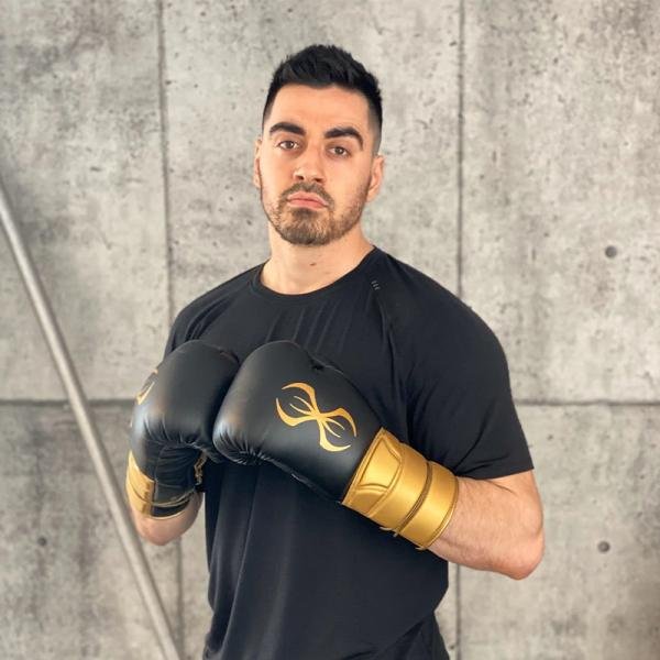 STING VIPER X BOXING GLOVES LACE UP - 12oz - BLACK/GOLD - 1039438