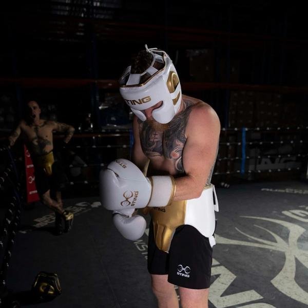 STING PRO LEATHER ABDOMINAL GUARD - M - WHITE/BLACK - 1039667