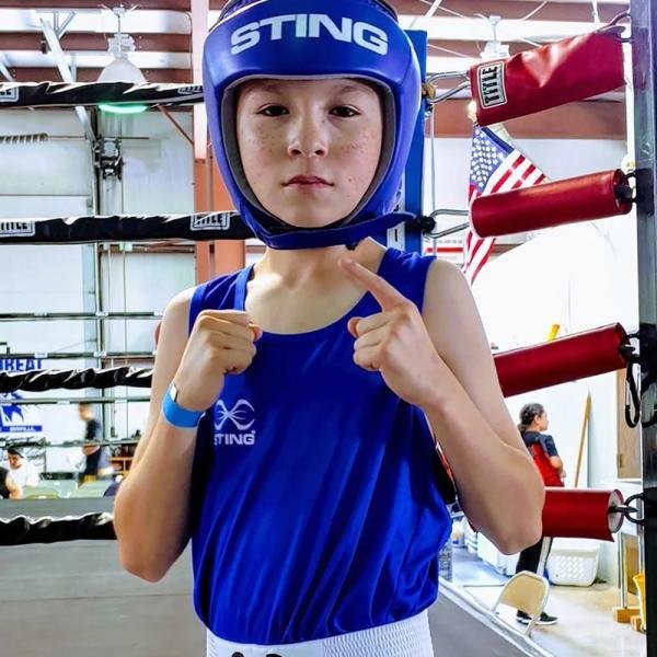 STING JUNIOR MALE METTLE BOXING SINGLET - SIZE 12 - BLUE - JM-ST1027-BL12