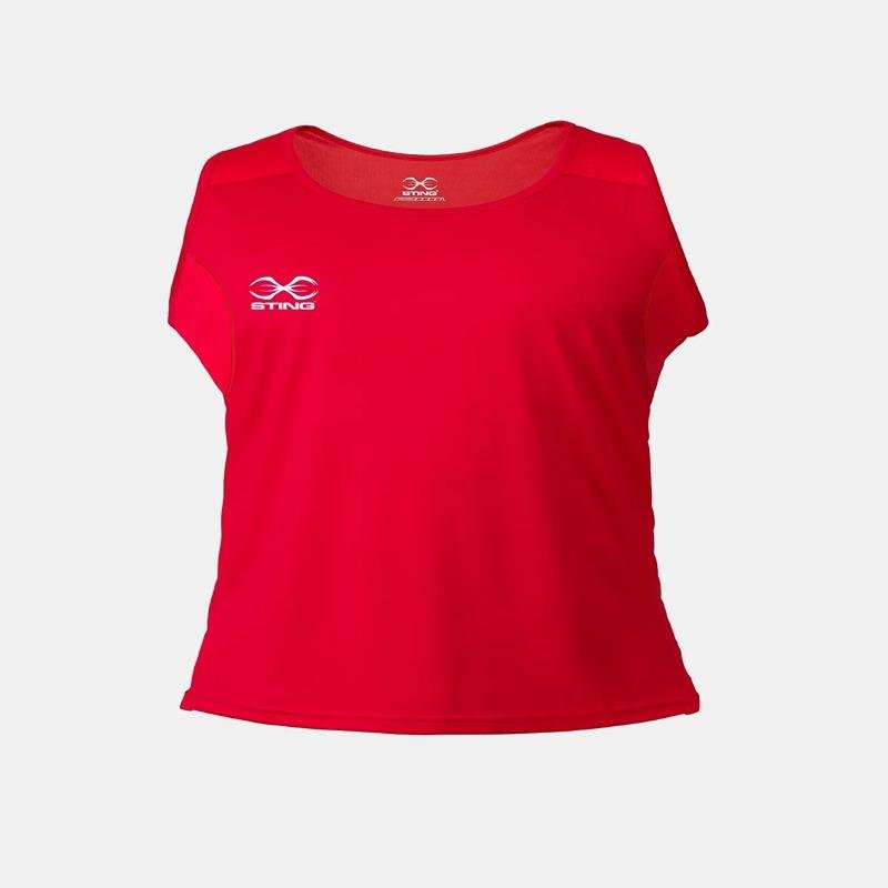 STING JUNIOR MALE METTLE BOXING SINGLET - SIZE 16 - RED - JM-ST1027-RD16
