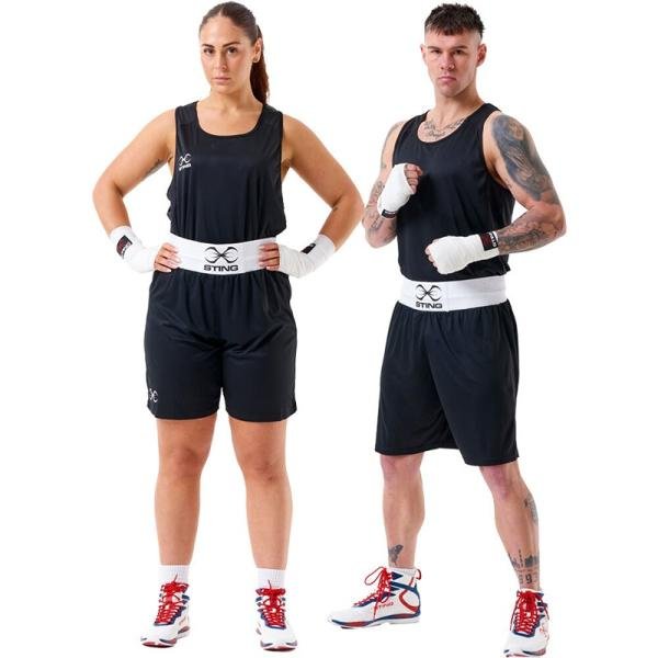 STING MENS METTLE BOXING SINGLET - SIZE S - BLACK - M-ST1027-BK01