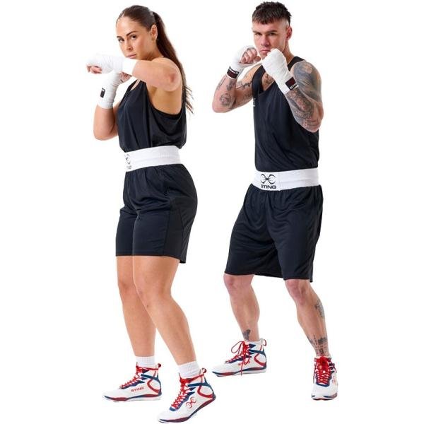 STING MENS METTLE BOXING SINGLET - SIZE S - BLACK - M-ST1027-BK01