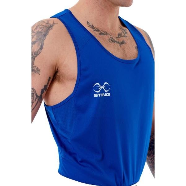 STING MENS METTLE BOXING SINGLET - SIZE M - BLUE - M-ST1027-BL02