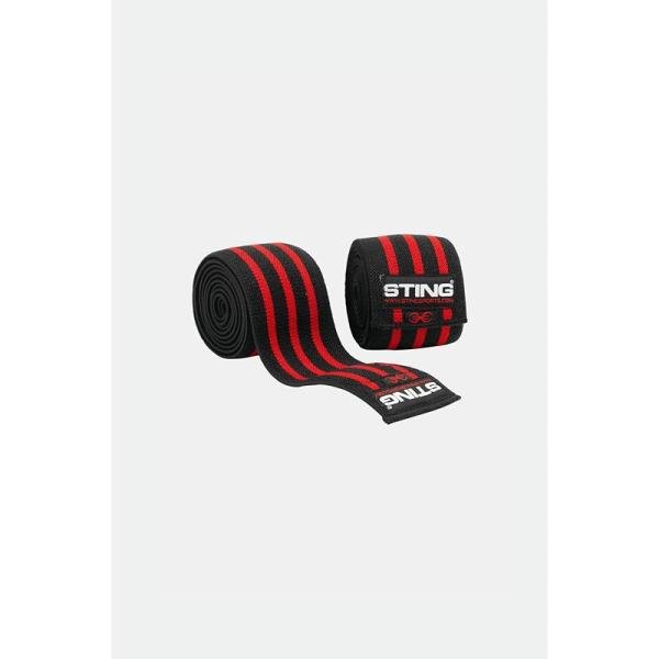 STING ELASTICISED LIFTING KNEE WRAPS - 80INCH - BLACK / RED - S11A-ELK1