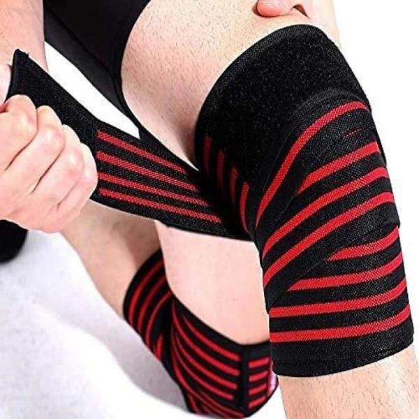 STING ELASTICISED LIFTING KNEE WRAPS - 80INCH - BLACK / RED - S11A-ELK1