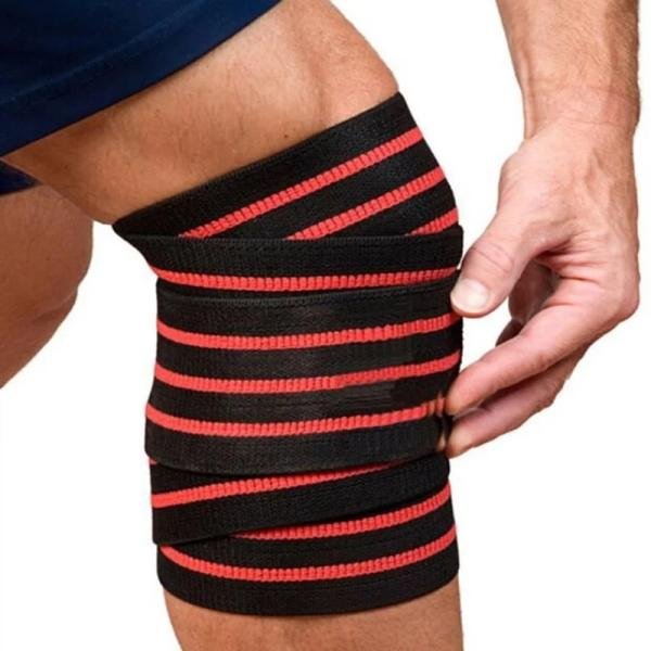STING ELASTICISED LIFTING KNEE WRAPS - 80INCH - BLACK / RED - S11A-ELK1