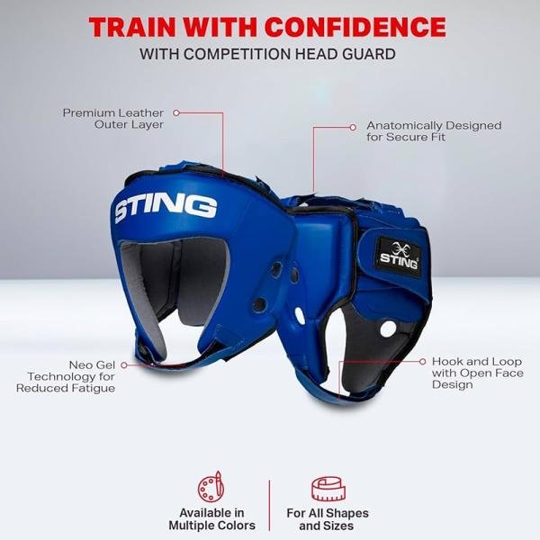 STING COMPETITION AIBA HEAD GUARD - S - BLUE - S2AH-0301