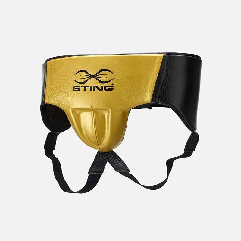 STING PRO LEATHER ABDOMINAL GUARD - L - BLACK / GOLD - SAG-1703