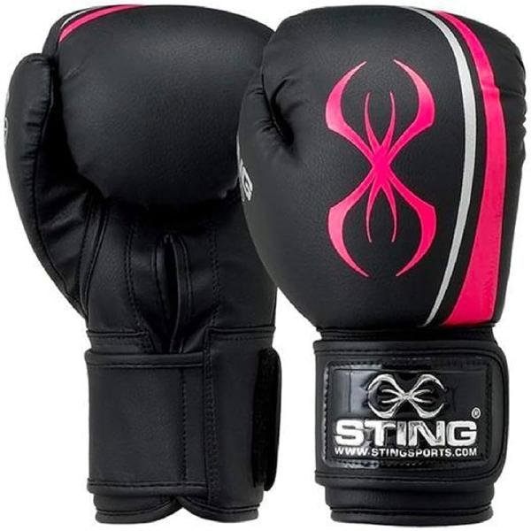 STING AURORA WOMENS BOXING GLOVE - 12oz - BLACK / PINK - SPBG-0213