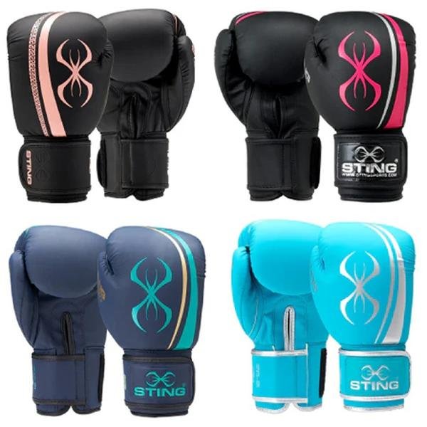 STING AURORA WOMENS BOXING GLOVE - 10oz - BLACK / AQUA - SPBG-1512