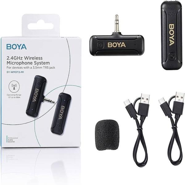 Boya BY-WM3T2-M1 Wireless Lavalier Microphone, 2.4GHz dual-channel wireless microphone system-BY-WM3T2-M1
