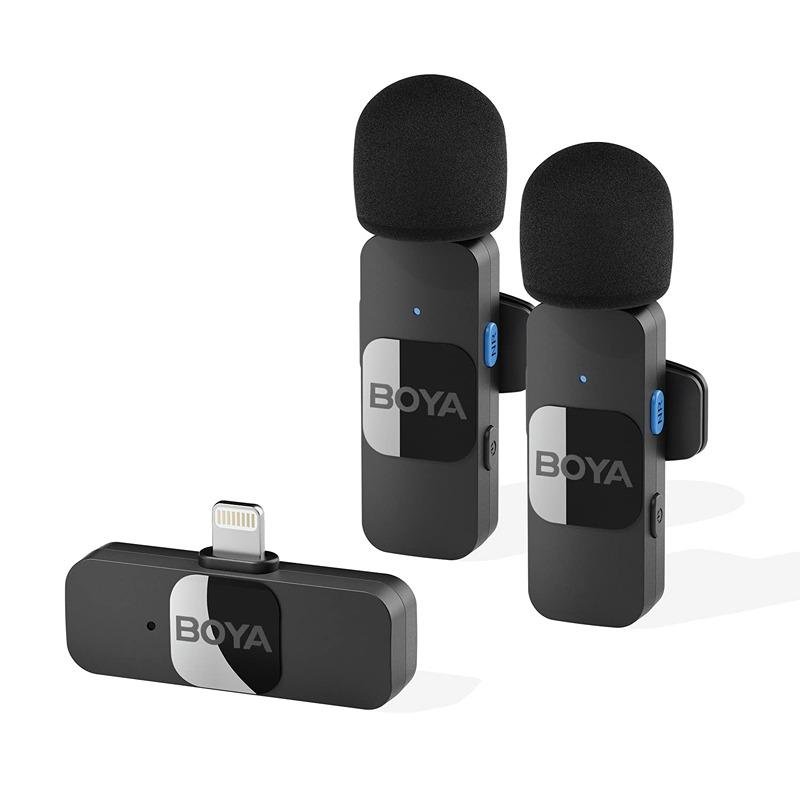 Boya Wireless Microphone System, Compatible with Apple iOS devices 1+2-BY-V2