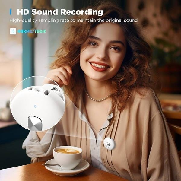 Boya Omic-D-W Wireless Microphone,Noise Cancelling Wireless Microphones for iPhone with Wireless Charging Case & Magnetic Clip, Lightning connector-White-Omic-D(white)