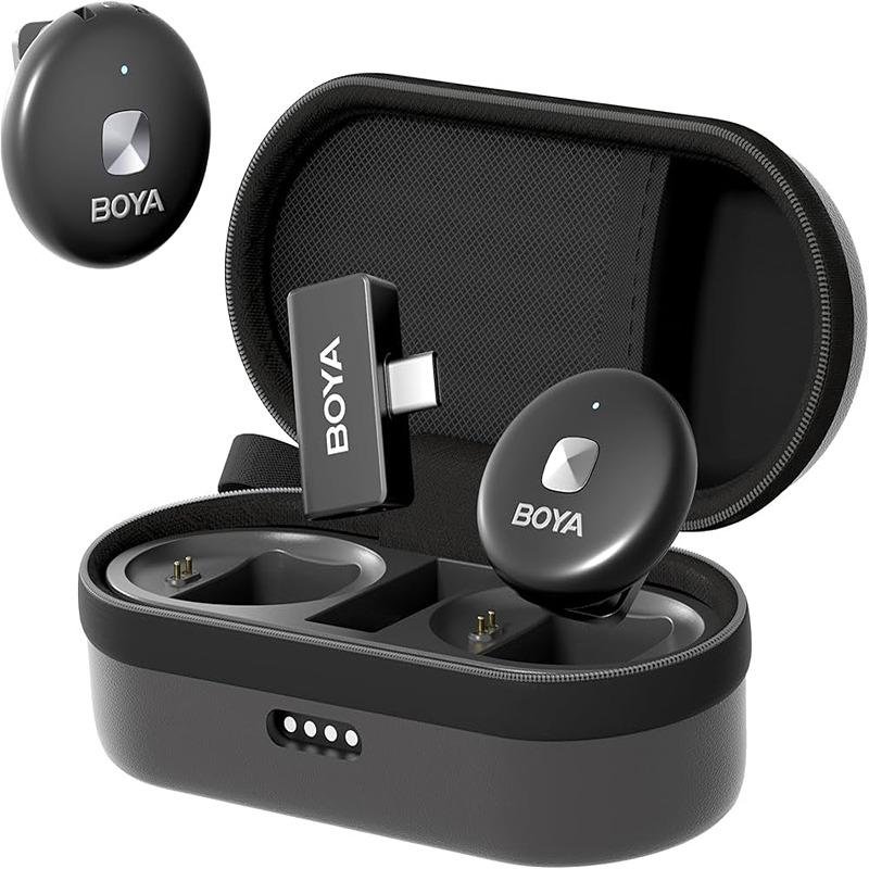 Boya Omic-U-B Wireless Microphone System, USB-C Plug and Play Mini Mic for Android Phone-White-Omic-U(black)
