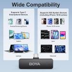 Boya BY-V4U Wireless Lavalier Microphone for iPhone 15/16 Series Type C Smartphone with charging case, 4-channel Omnidirectional Noise Canceling Lapel Mics-BY-V4U