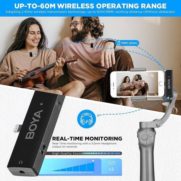 Boya 2.4GHz Wireless Mic , Dual-channel Receiver, Specially for iPad, iPhone, iPod touch-BY-WM4 Pro-K4