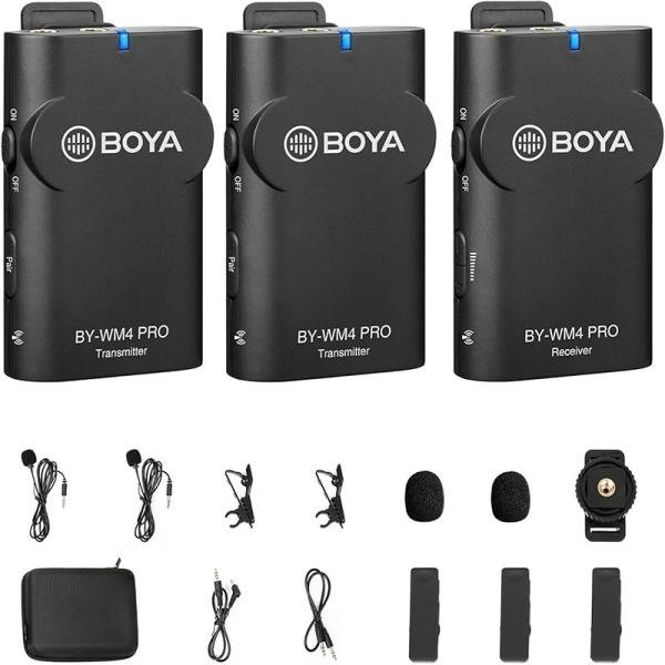 Boya High performance wireless M/C with 2 Transmitters, Specially for Smartphones, but also for DSLR cameras-BY-WM4-Pro K2