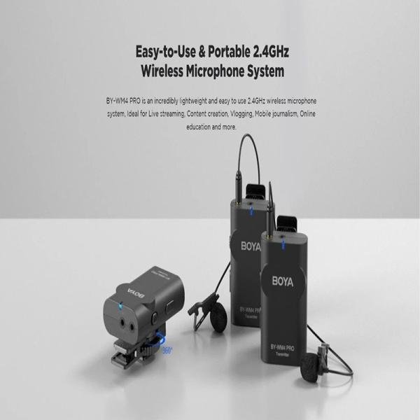 Boya High performance wireless M/C with 2 Transmitters, Specially for Smartphones, but also for DSLR cameras-BY-WM4-Pro K2