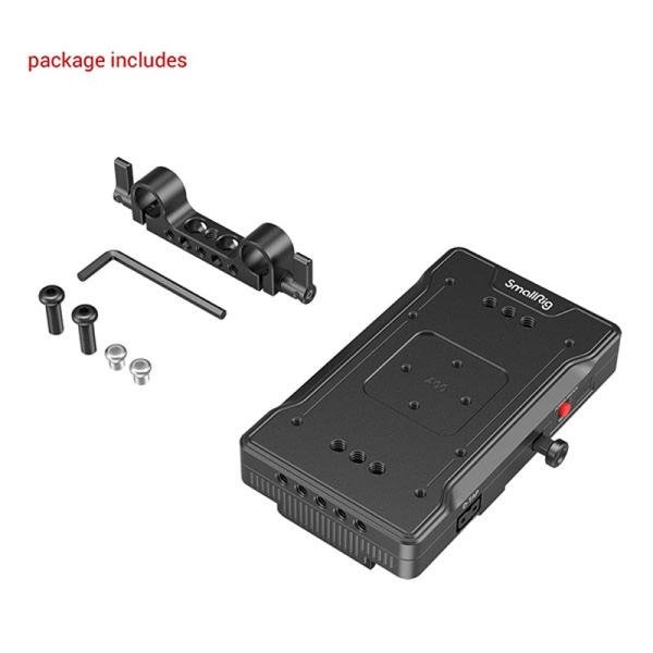 SMALLRIG V MOUNT BATTERY ADAPTER PLATE WITH DUAL 15MM ROD CLAMP 3203