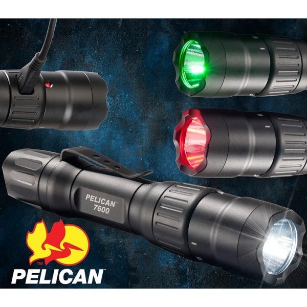 Pelican 7600,3-COLOR WRG-LED LI-ION RCHRG,BK - 076000-0000-110