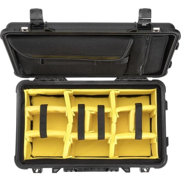 Pelican 1510SC,WL/DIV.SET + LOC LID ORG,BK - 015100-0070-110