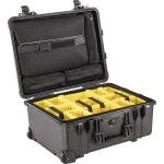 Pelican 1560SC,WL/DIV.SET+LOC LID ORG,BLK - 015600-0070-110