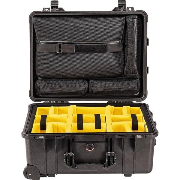 Pelican 1560SC,WL/DIV.SET+LOC LID ORG,BLK - 015600-0070-110