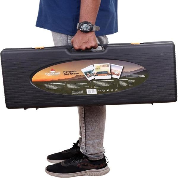 Procamp FLAMEKRAFT PORTABLE DOUBLE BURNER GAS STOVE WITH BACK COVER - PRO000183