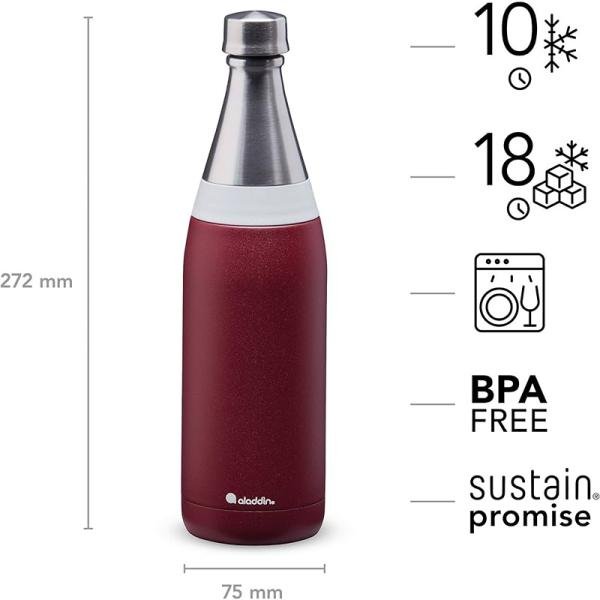 Aladdin Fresco Thermavac Wtr Btl 0.6L Burgundy Red - 10-10098-005