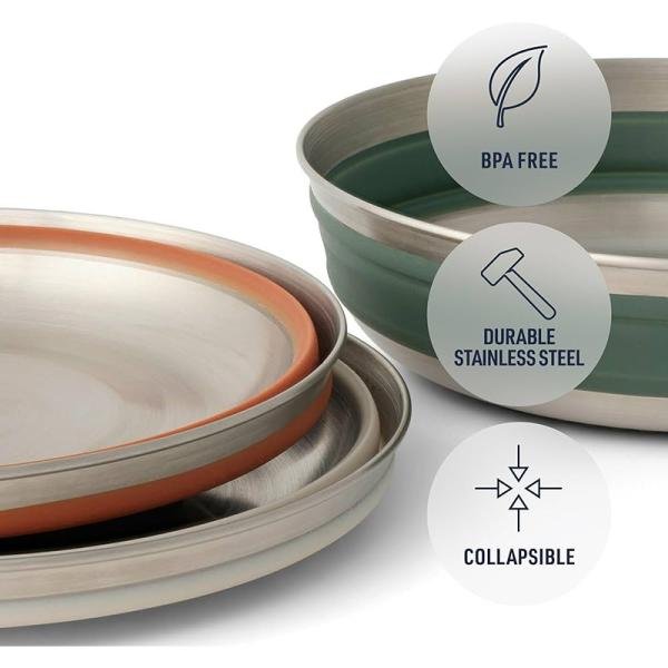 S2S Detour Stainless Steel Collapsible Bowl L Laurel Wreath Green - SS02221